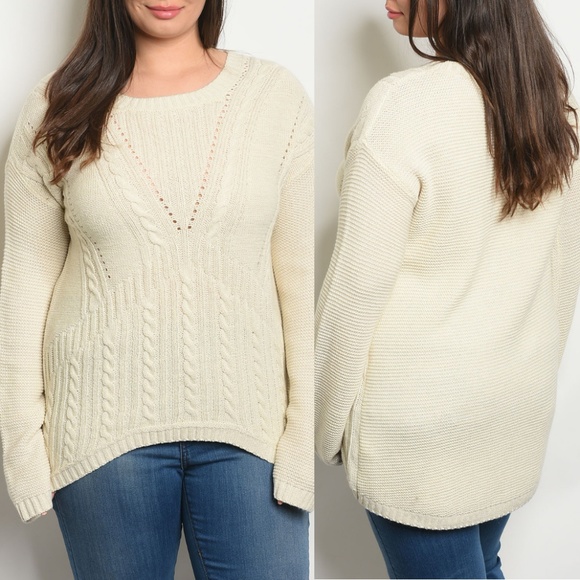 Cozy Casual Sweaters - Ivory Plus Size Sweater {Cozy Casual}